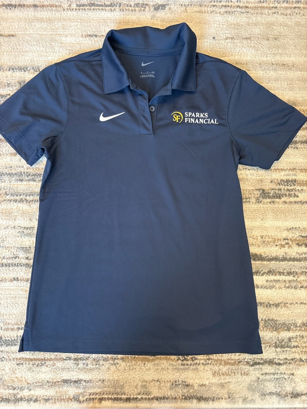Women’s S Small NIKE Dry-Fit Short Sleeve Golf Pickleball Polo Navy Blue EUC